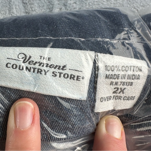 Vermont Country Store Denim Dress Womens 2X Blue Pintuck Jumper 100% Cotton - Picture 2 of 10